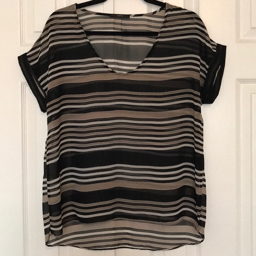 Soprano Black and Tan striped top